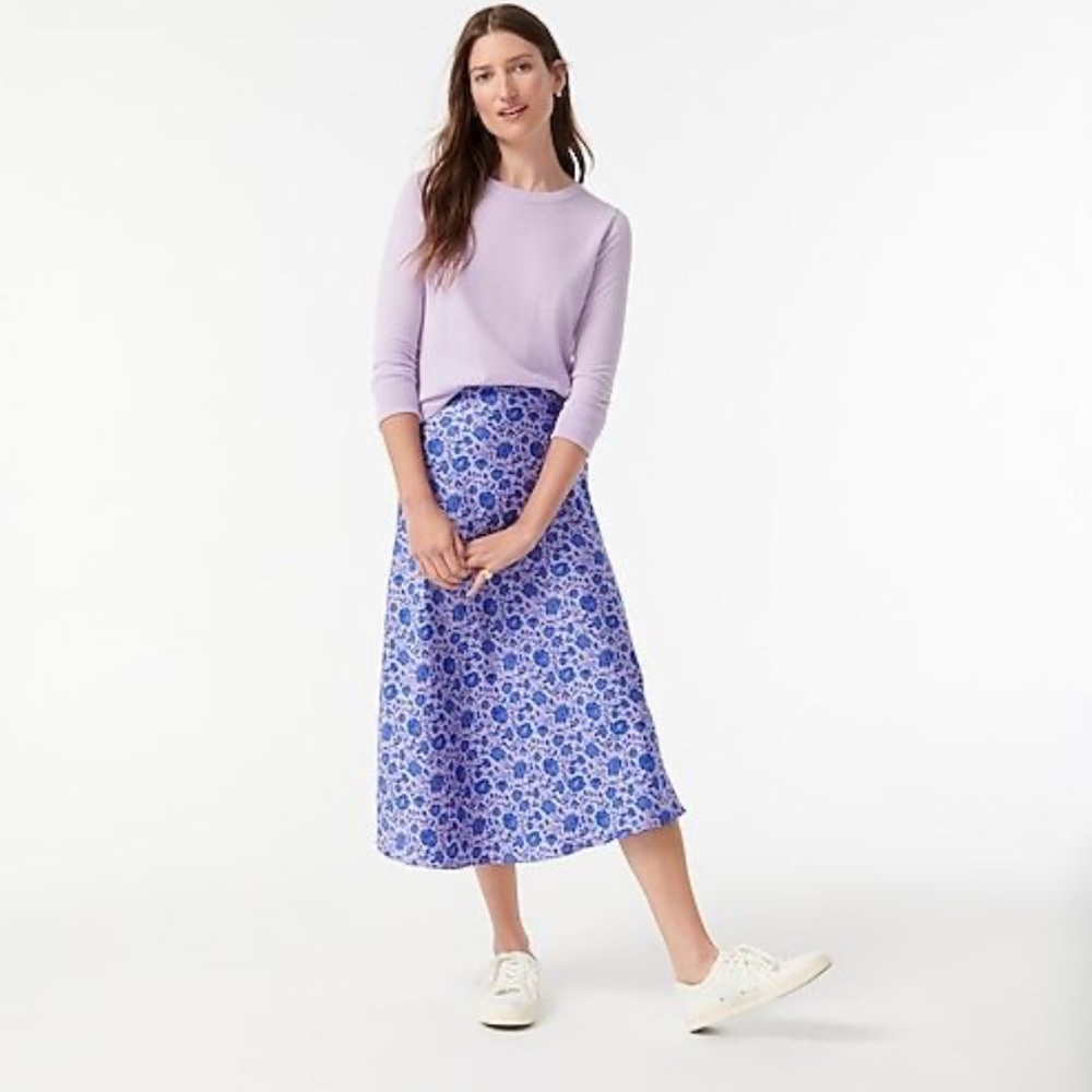 J.Crew purple rose print midi slip skirt XXL NWT